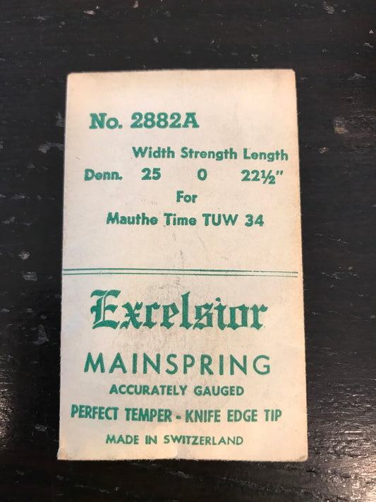 Excelsior #2882A TIME Mainspring for Mauthe TUW 34 Alarm / Travel Clocks