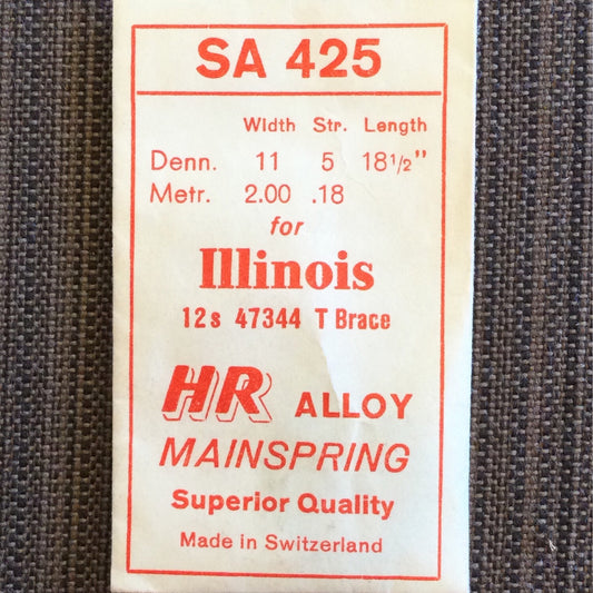 HR Mainspring SA425 for 12s Illinois Factory No. 47344 - Alloy