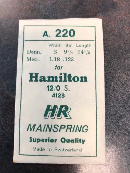 HR Mainspring A220 - for 12/0 Hamilton # 4128 - Steel