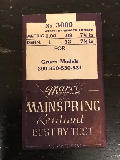 Marco Mainspring No. 3000 for Gruen 300, 350, 530, 531 - Steel