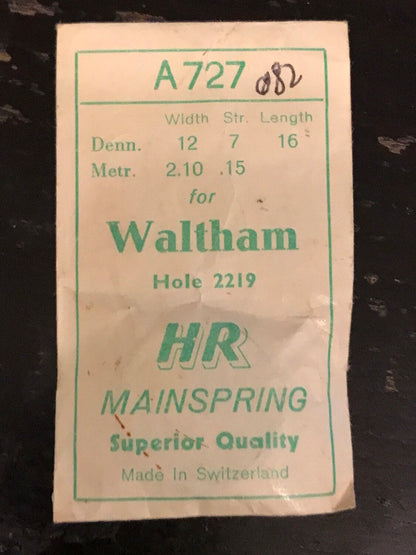 HR Mainspring A727 for Waltham 6s movements No. 2219 - Steel