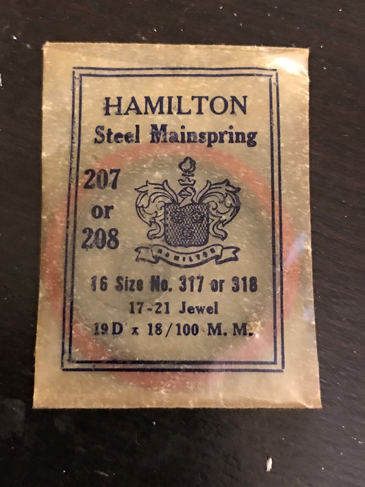 Hamilton Factory 16s Mainspring Factory No. 317 or 318 - Steel