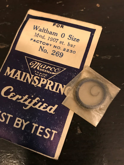 Marco Mainspring #269 for 0s Waltham Factory No. 2230 - Steel