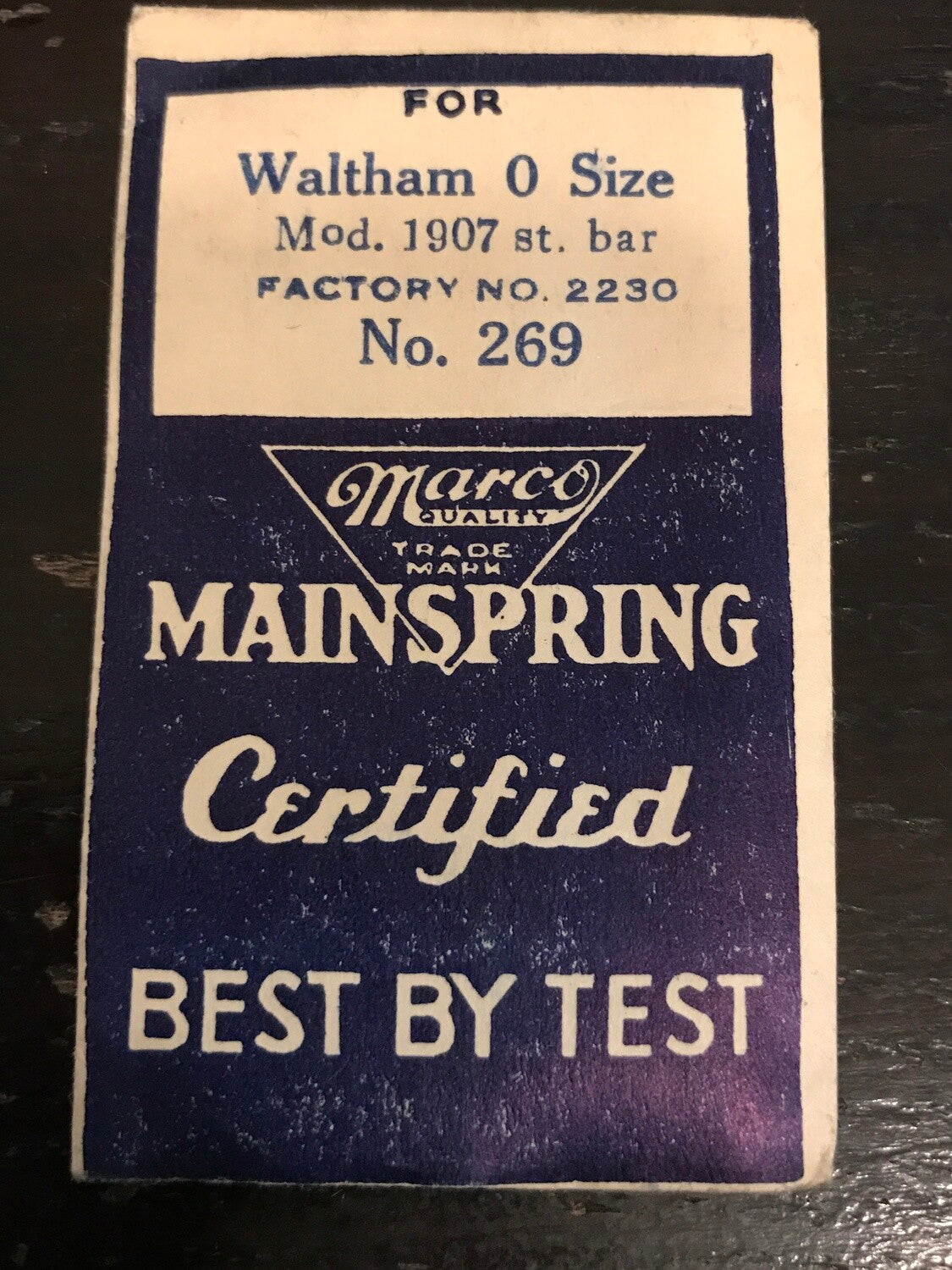 Marco Mainspring #269 for 0s Waltham Factory No. 2230 - Steel