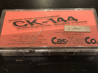 Cas-Ker CK-144 Wide (1.80mm) Double Flange Spring Bar Assortment box