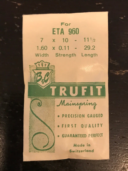 Trufit Mainspring for ETA caliber 960 - Steel