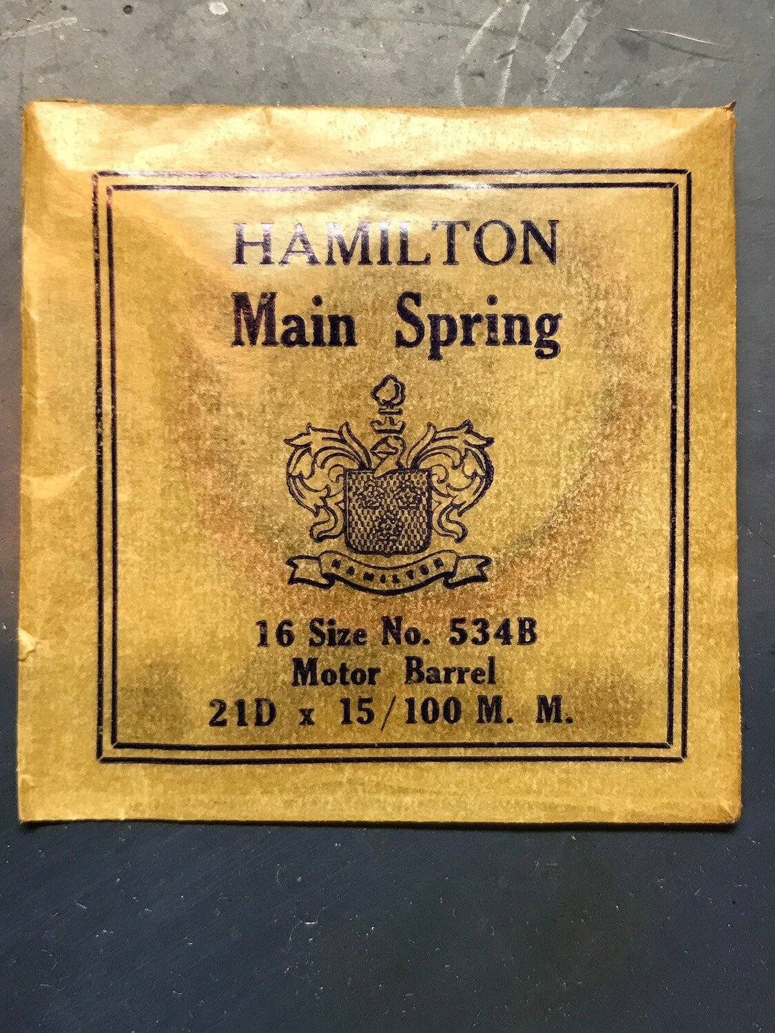 Hamilton 16s Motor Barrel Factory Mainspring Factory No. 534B - Steel