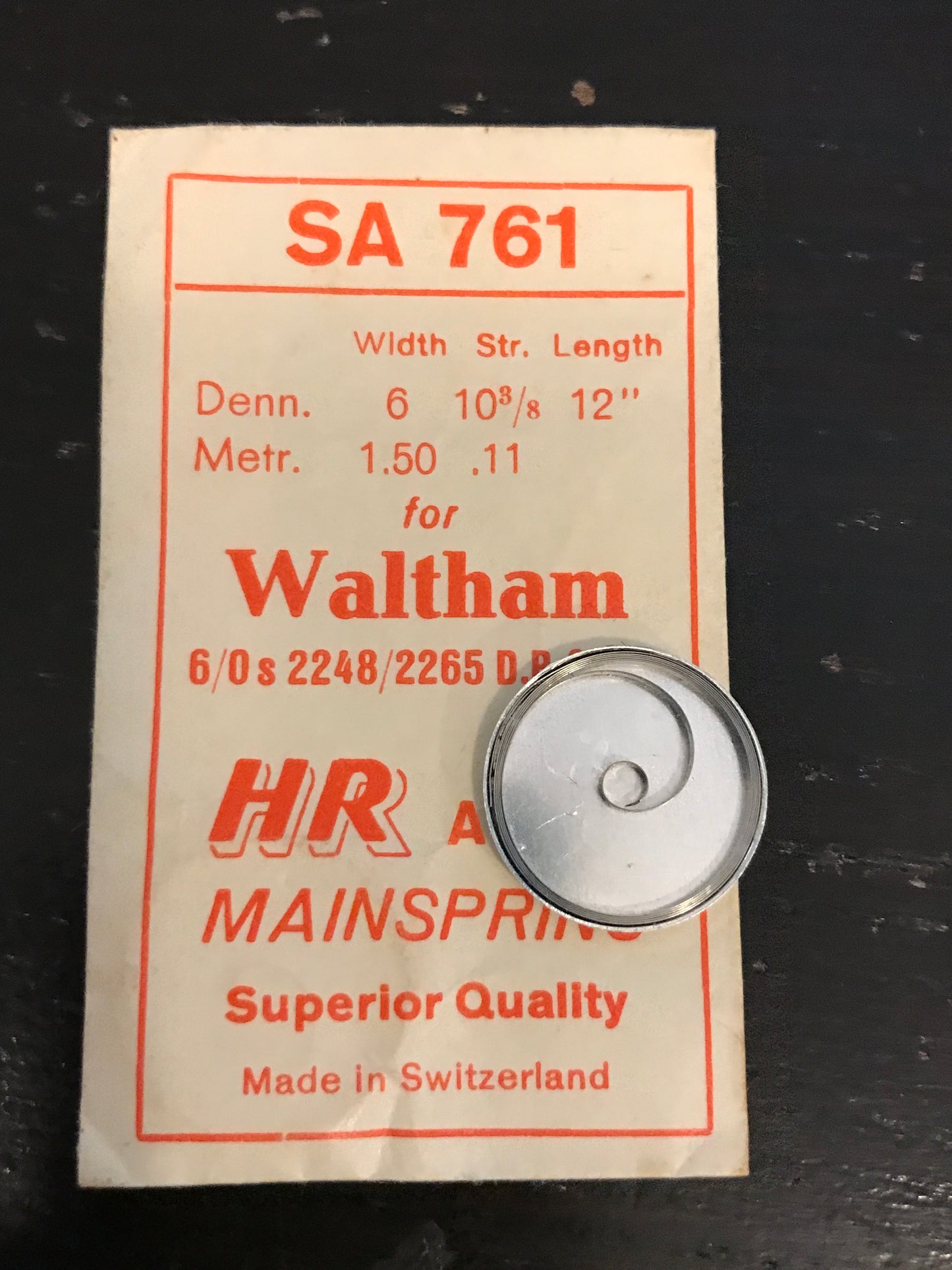 HR Mainspring SA761 for Waltham 6/0s Factory No. 2248 / 2265 - Alloy