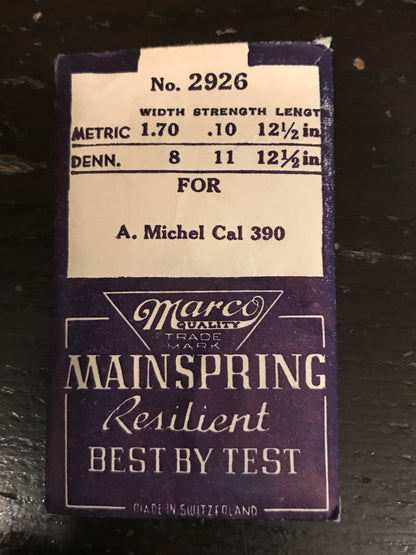 Marco Mainspring #2926 for A. Michel caliber 390 thru 395 - Steel