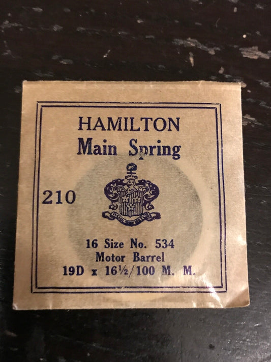 Hamilton 16s Motor Barrel Factory Mainspring #534 - Steel