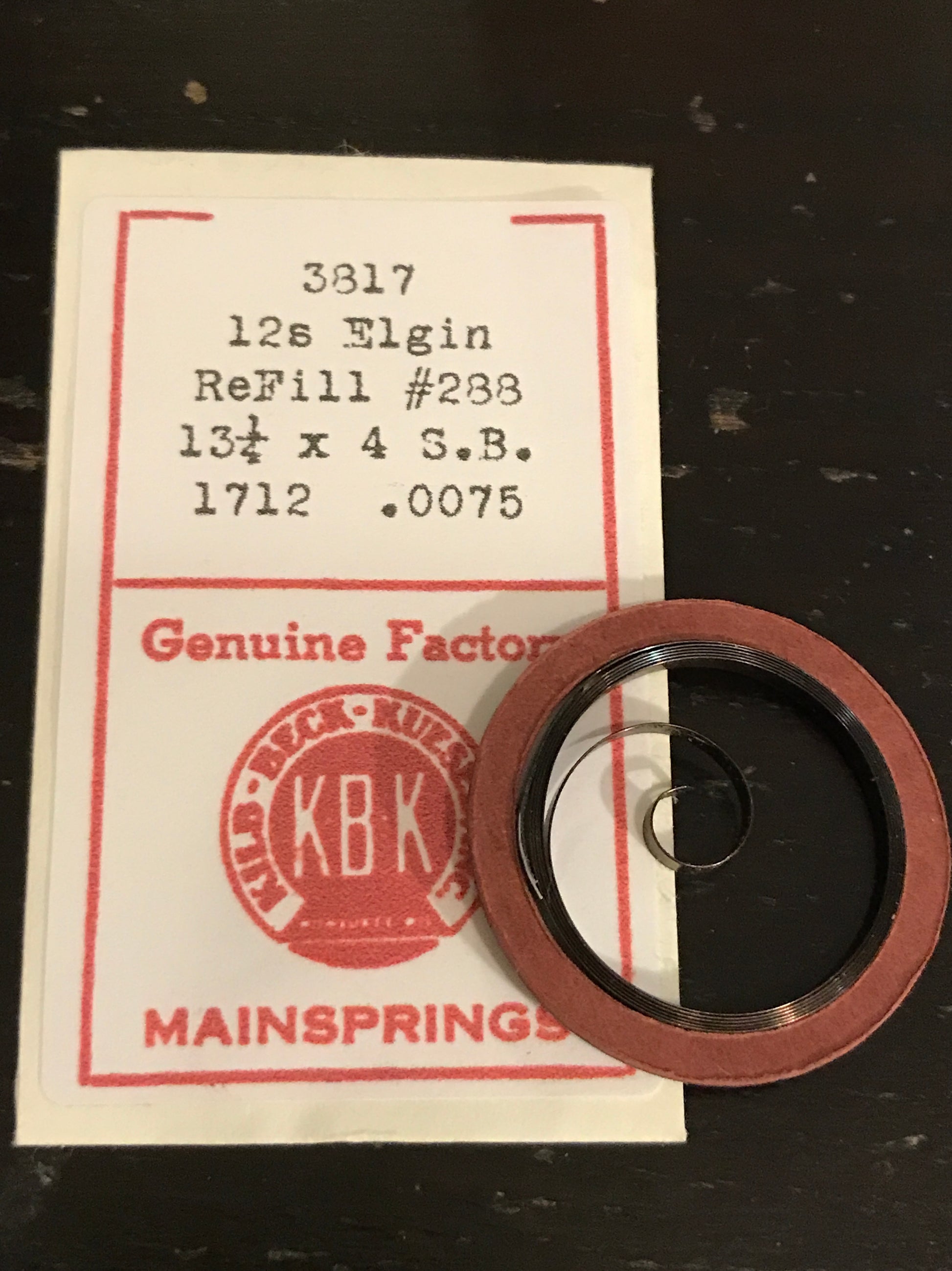 KBK Mainspring #3817 for Elgin 12s No. 1712 - Steel