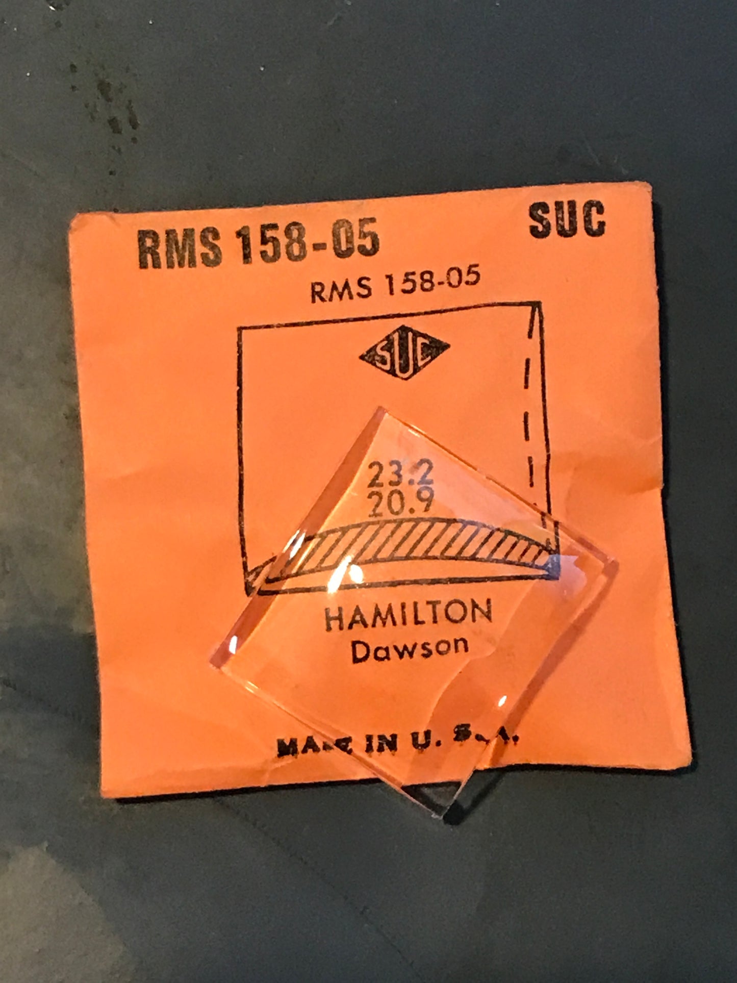 SUC Rocket Crystal RMS 158-05 for HAMILTON Dawson - 23.2 x 20.9mm - New