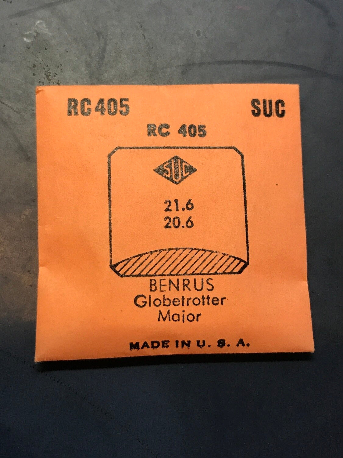 SUC Rocket Crystal RC 405 for BENRUS Globetroller & Major - 21.6 x 20.6mm - New
