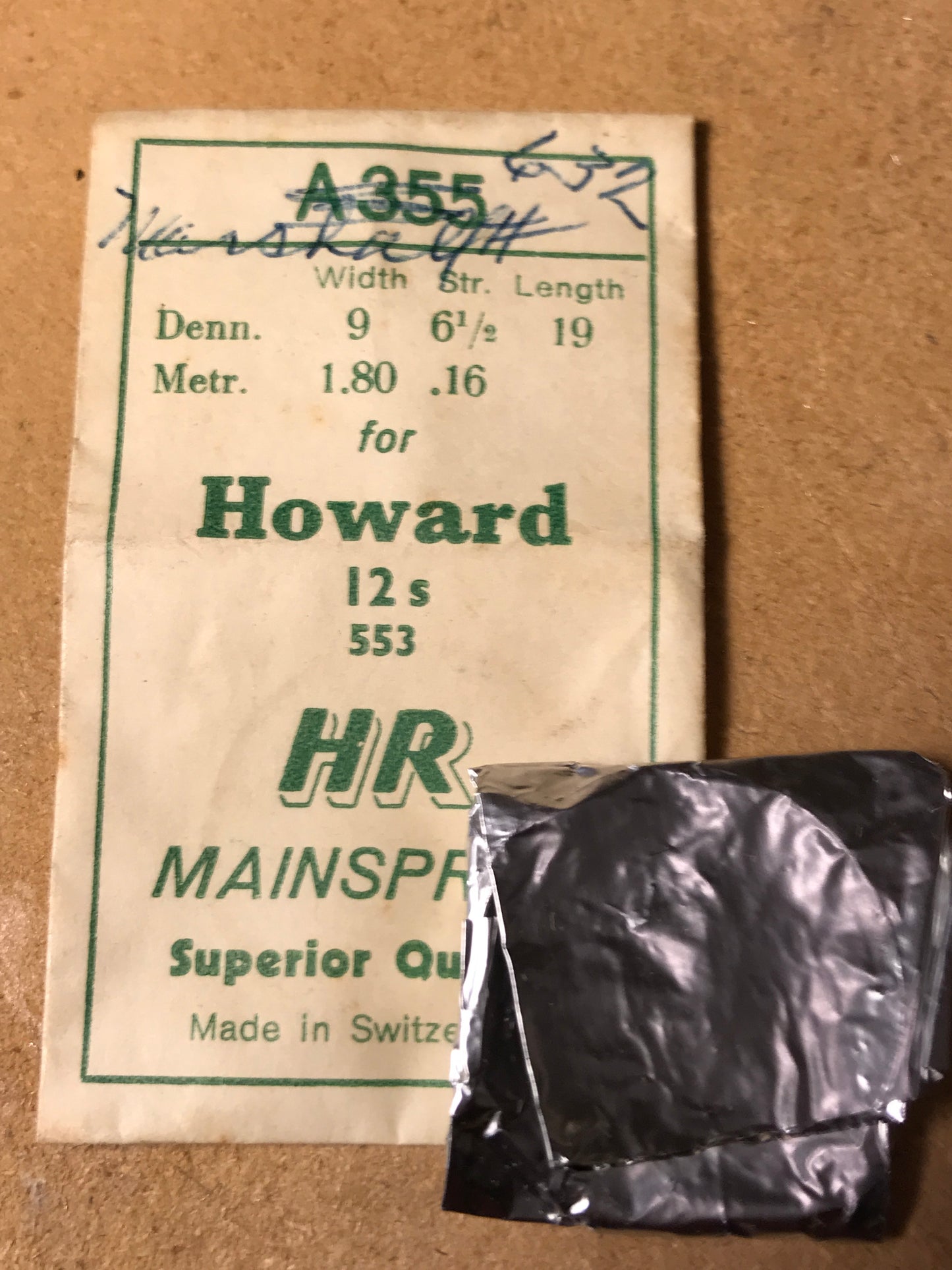 HR Mainspring A355 for Howard 12s No. 553 - Steel