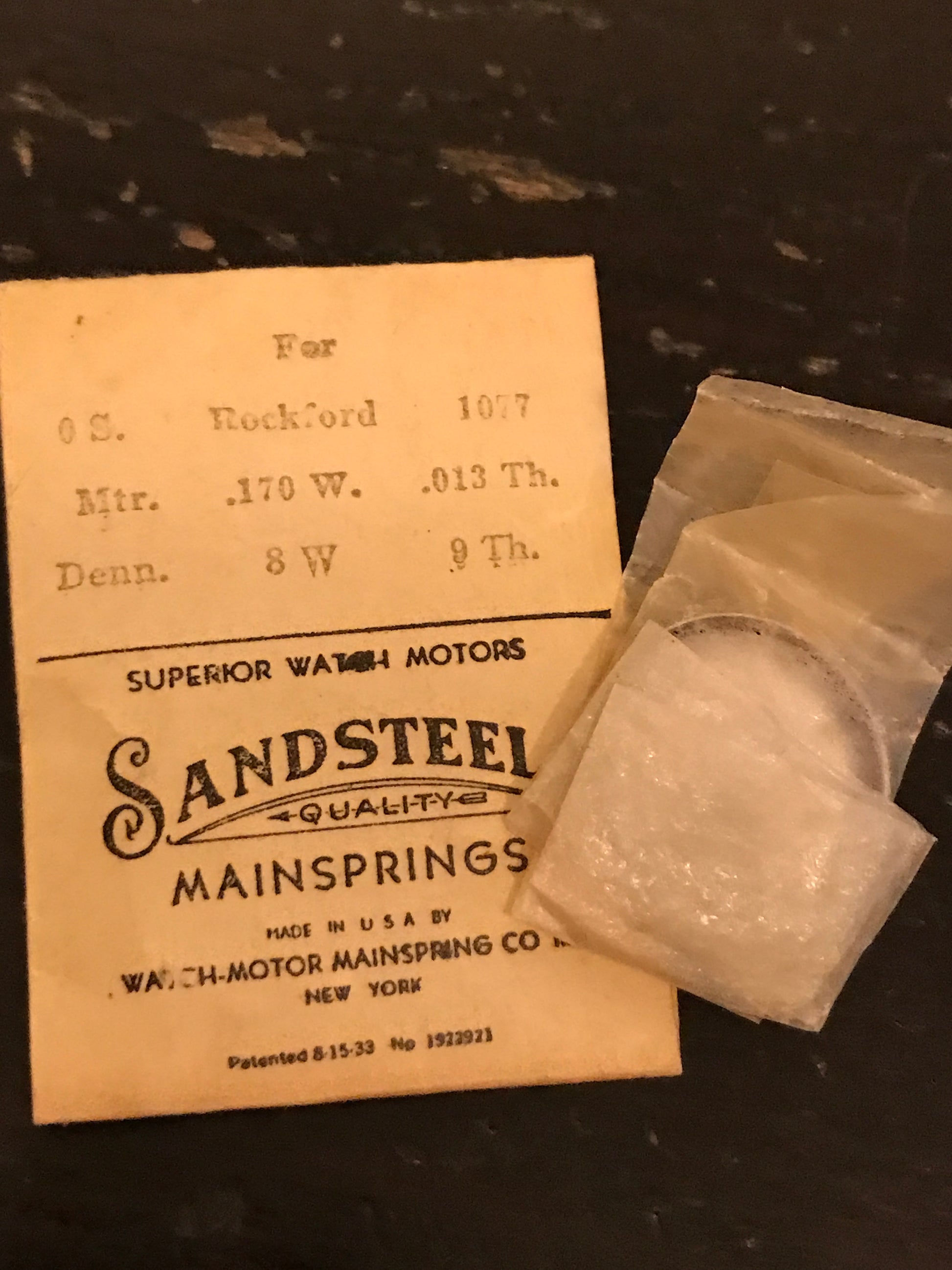 Sandsteel Mainspring for Rockford 0s Factory No. 1077- Steel