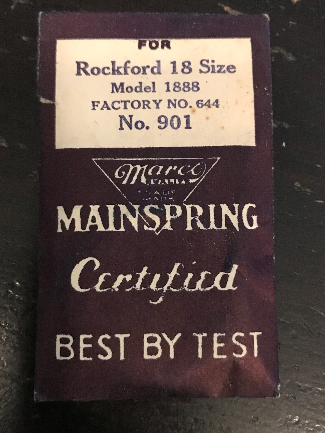 Marco Mainspring #901 for Rockford 18s Factory No. 644 - Steel