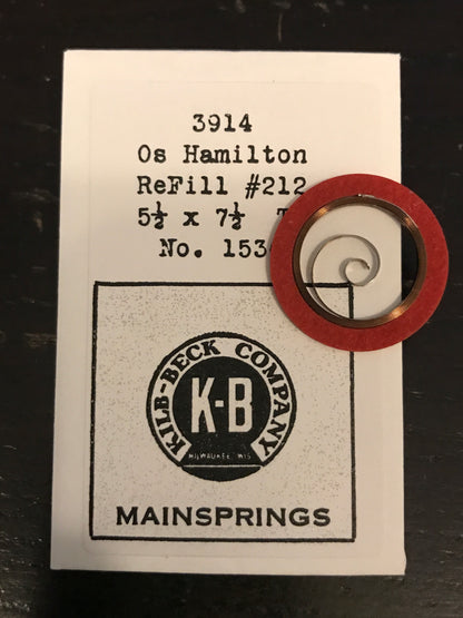 Kilb-Beck Mainspring #3914 for Hamilton 0s No. 1536 - Steel