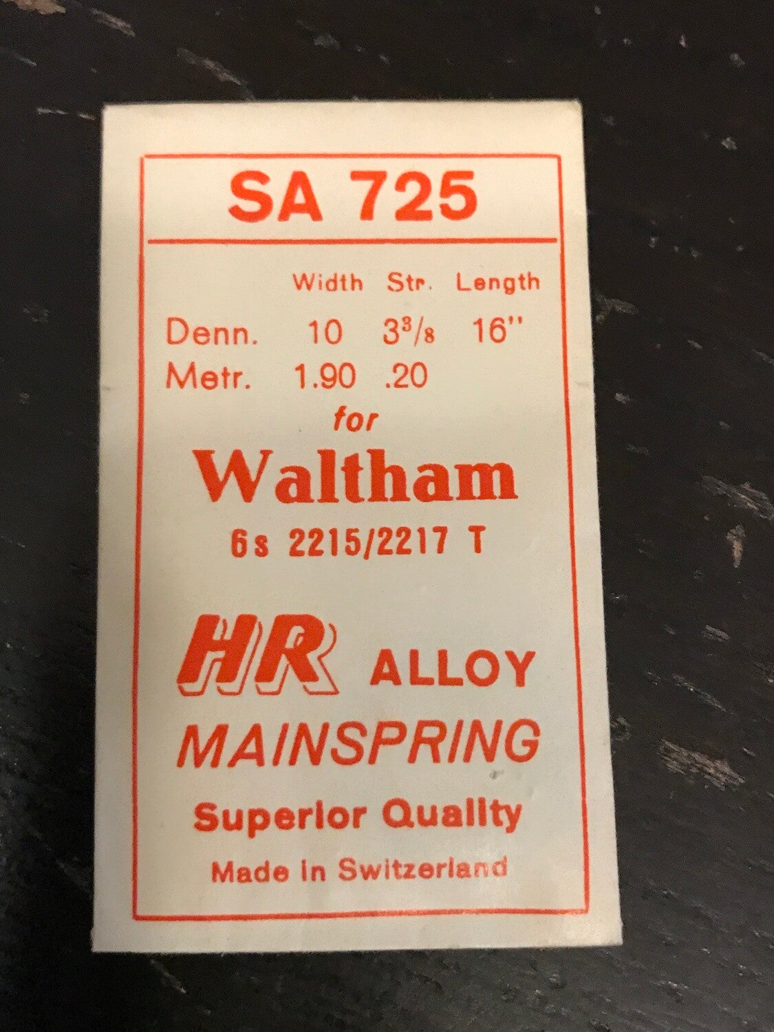 HR Mainspring SA725 for Waltham 6s movements No. 2215 / 2217 - Alloy