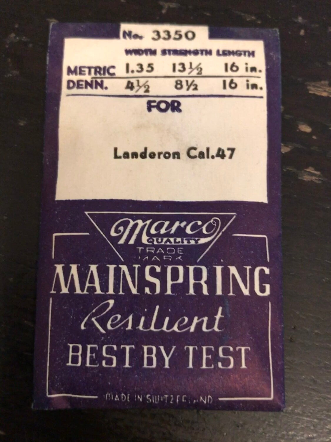 Marco Mainspring No. 3350 for Landeron Caliber 47 Chronograph - Steel