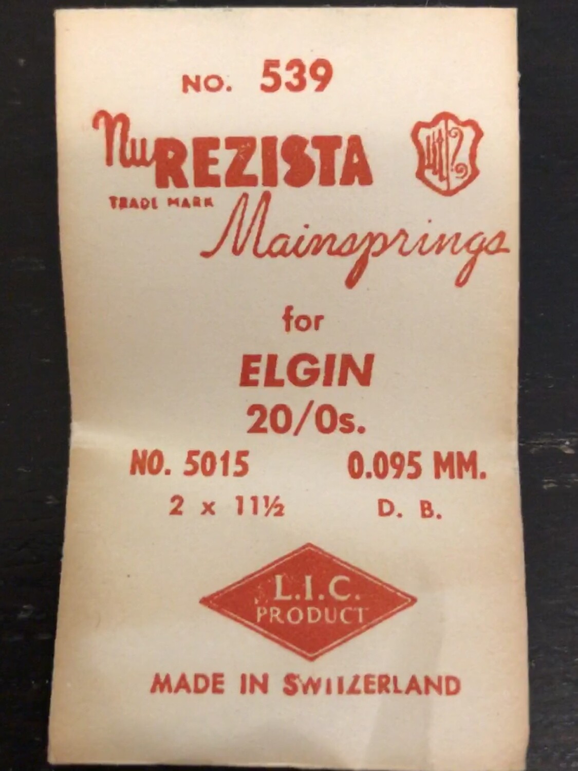 NuREZISTA Mainspring #539 for 20/0s Elgin Factory No. 5015 - Steel