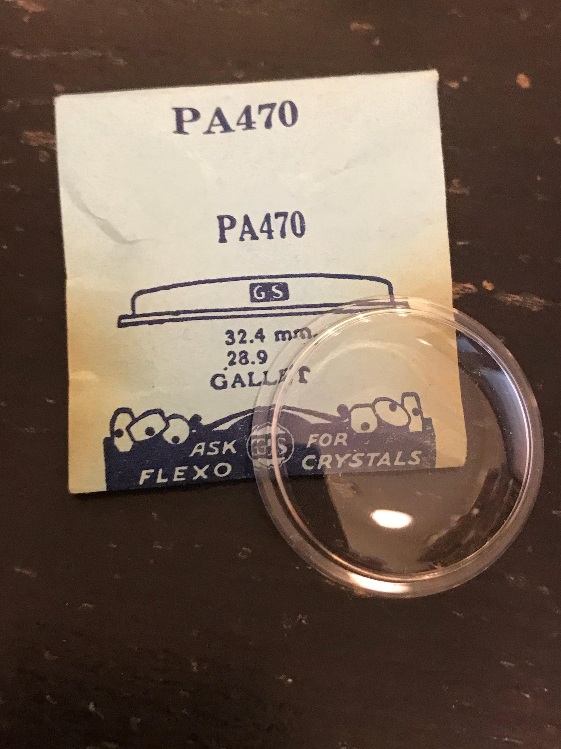 GS PA470 Pocket Watch Crystal 32.4 / 28.9 mm for Gallet - New