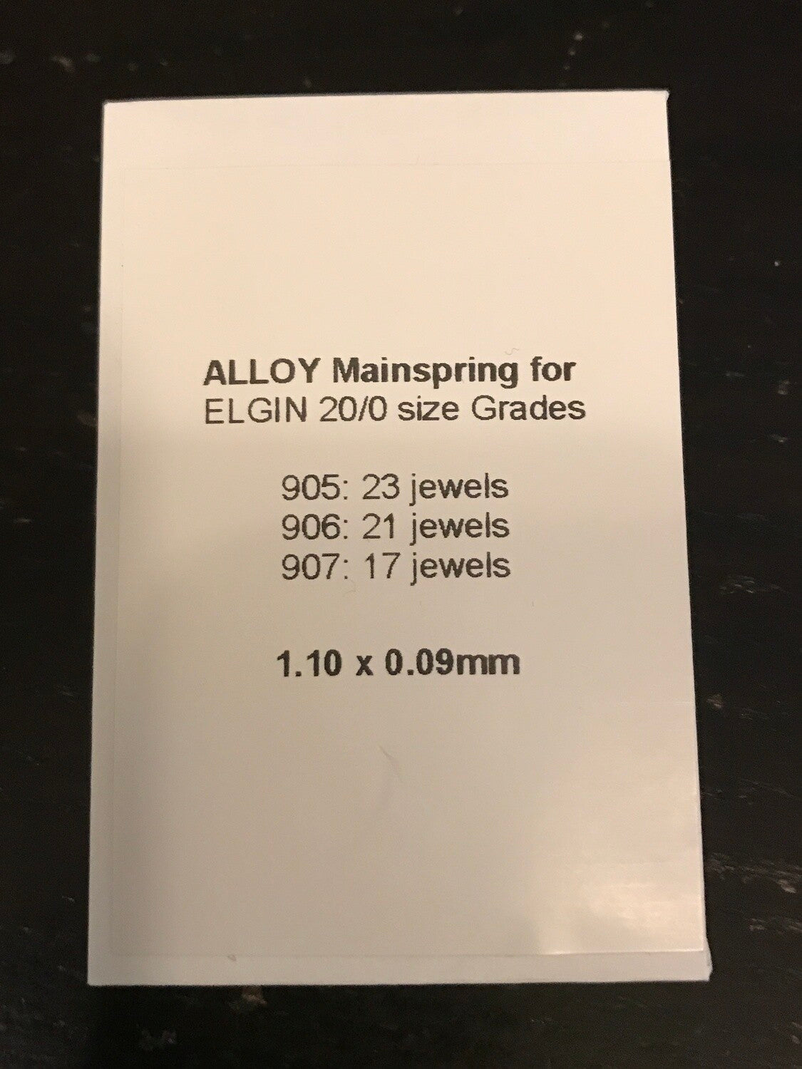Alloy Mainspring for 20/0s Elgin Grade 905, 906, 907