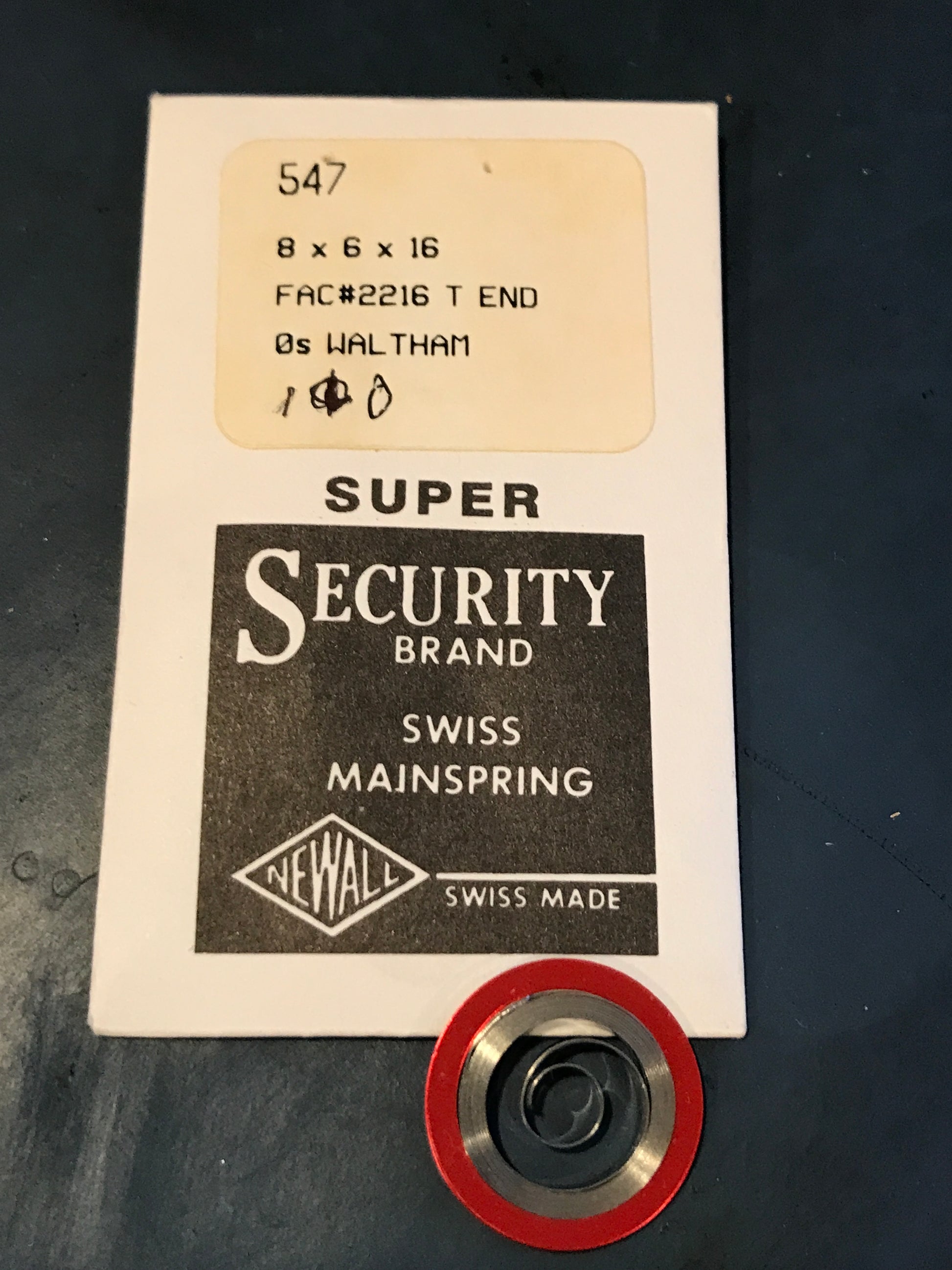 Newall SUPER Security Mainspring #547 for 0s Waltham No. 2216 - Alloy