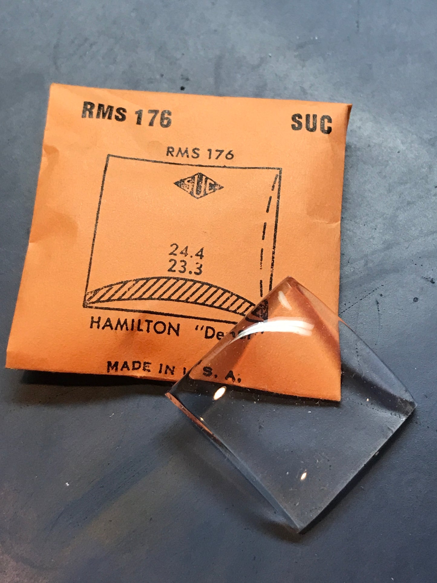 SUC Rocket Crystal RMS 176 for HAMILTON Dexter - 24.4 x 23.3mm - New