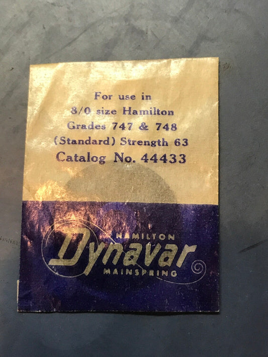 Hamilton Dynavar 8/0s Factory Mainspring Factory No. 44433 - Alloy