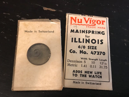 NuVigor Mainspring #322 Illinois 6/0s Factory No. 47370 - Steel