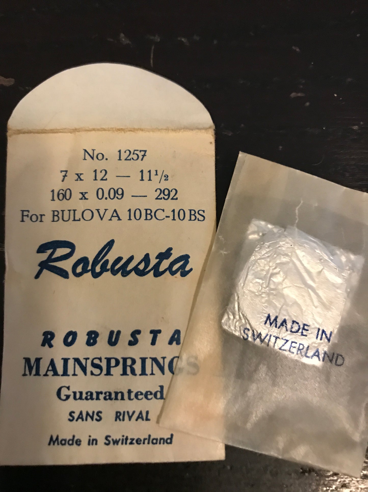 Robusta Mainspring No. 1257 for Bulova 10BC, 10BS - Steel