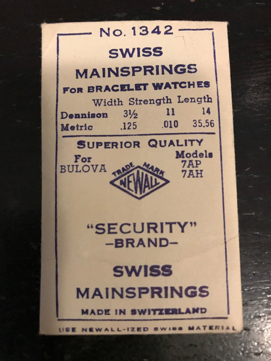 NEWALL Security Mainspring #1342 for Bulova 7AP, 7AH - Steel