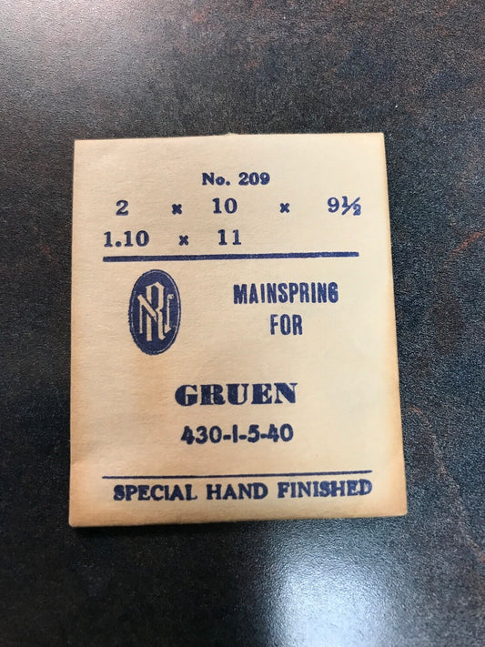 RN Mainspring No. 209 for Gruen 430, 431, 435, 440 caliber movements - Steel