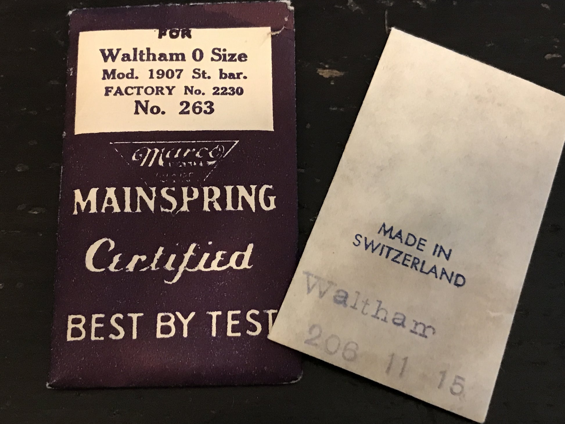 Marco Mainspring #263 for 0s Waltham Factory No. 2230 - Steel