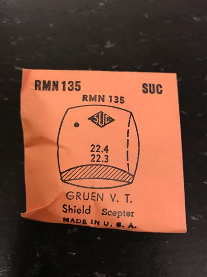 SUC Rocket Crystal RMN 135 for GRUEN Veri-Thin Sheld & Scepter - 22.4 x 22.3mm - New