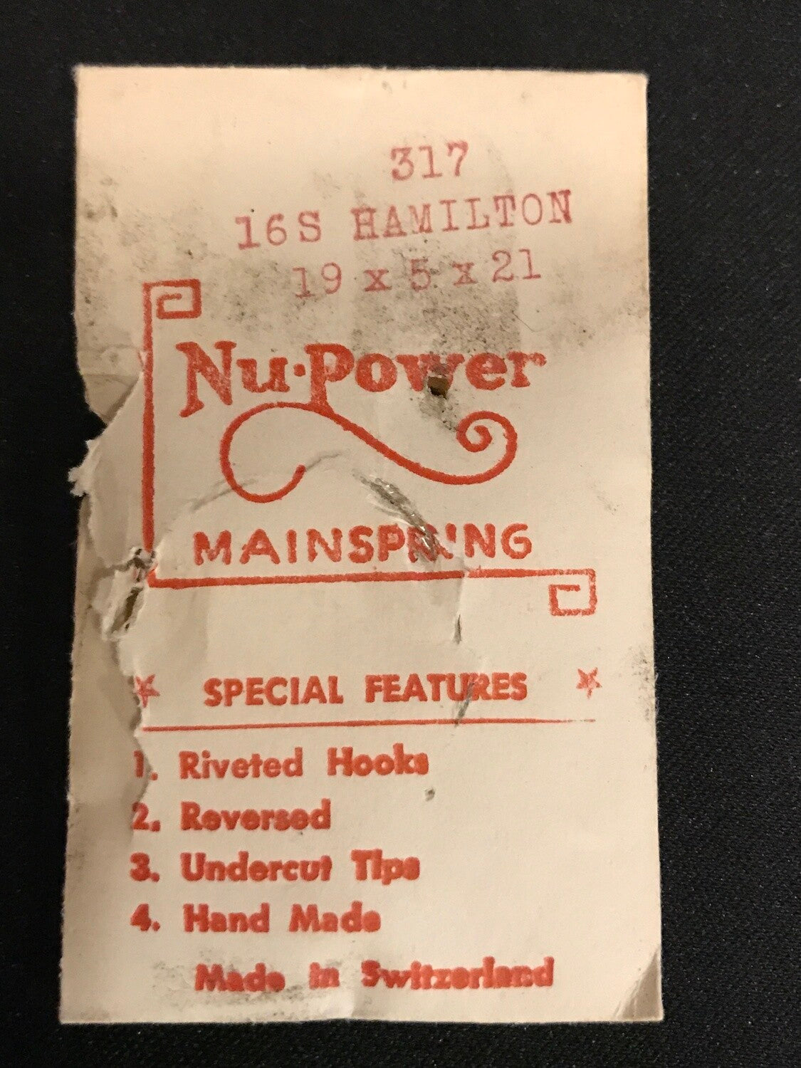 NuPower Mainspring for Hamilton 16s  Factory No. 317 - Steel