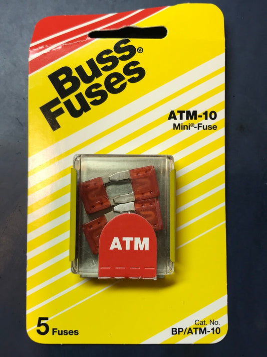 Package of 5 Buss ATM-10 Mini-Fuses - New in package