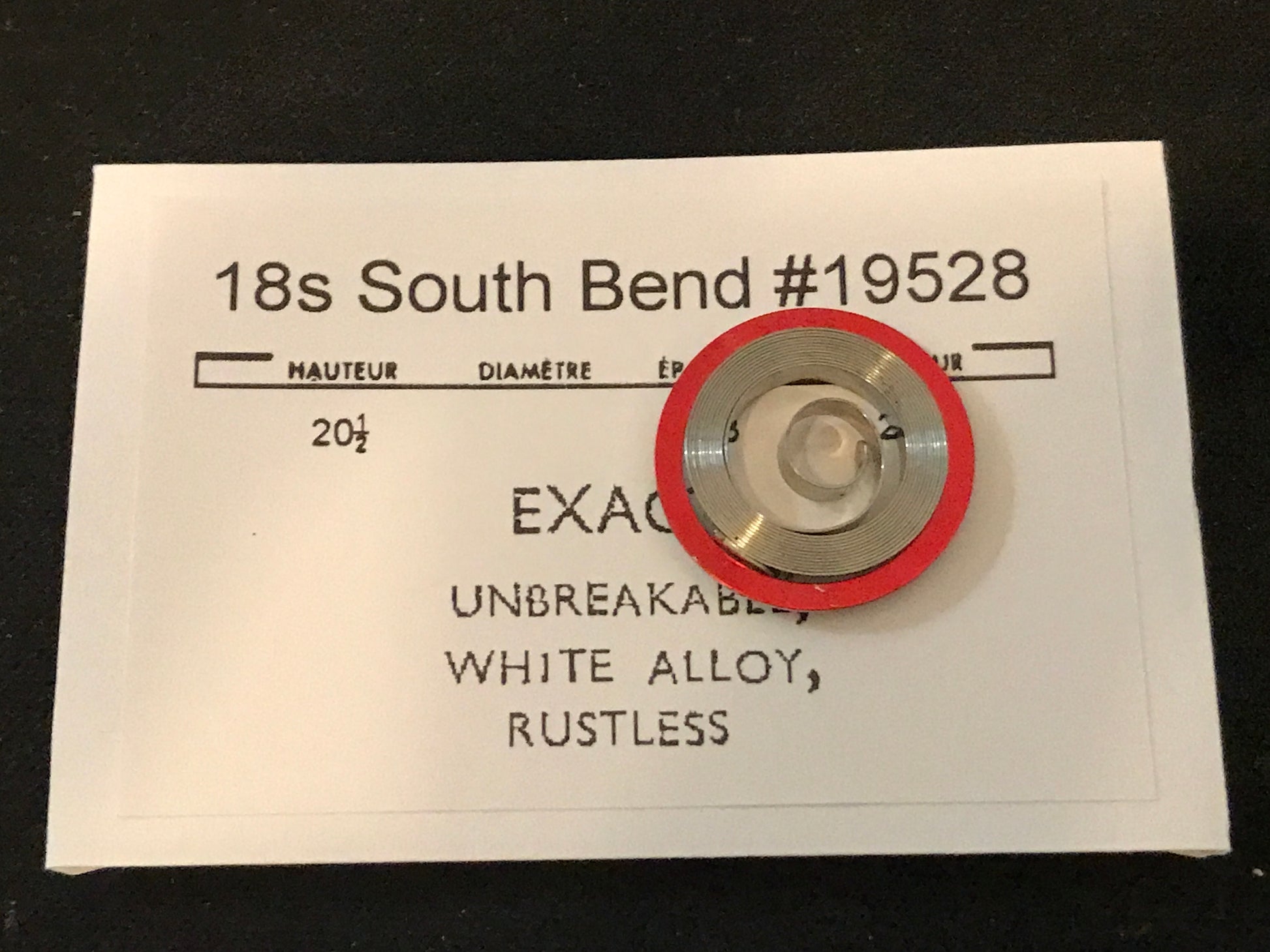 South Bend Mainspring for 18s No. 19528 (EXACT) - Alloy