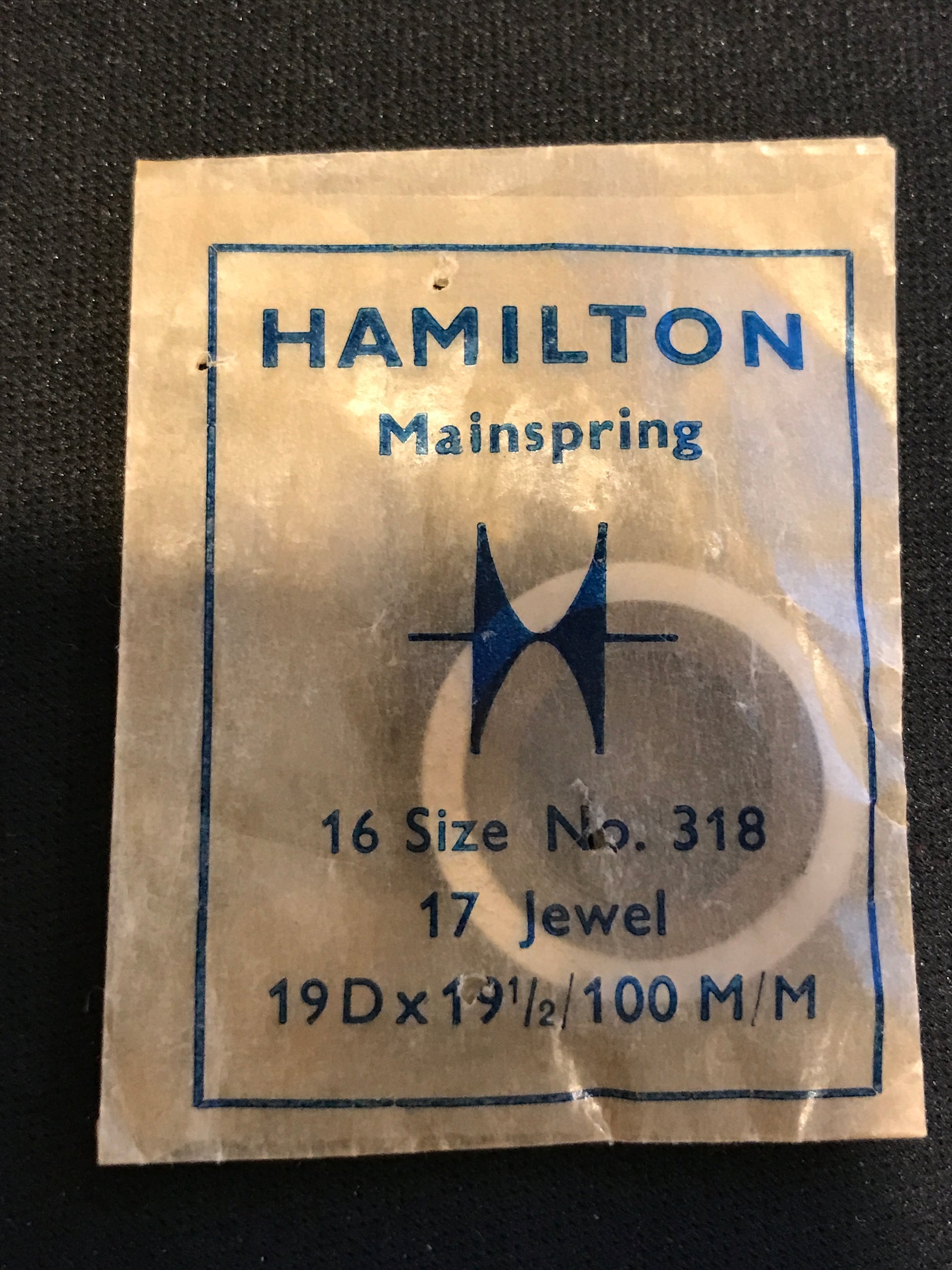 Hamilton Factory 16s Mainspring Factory No. 318 - Steel