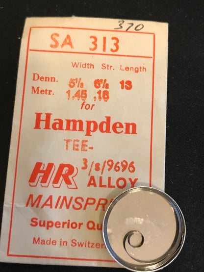 HR Mainspring SA313 for 3/0s Hampden Factory No. 9696 - Alloy