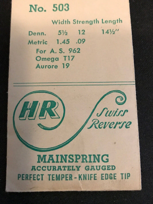 HR Mainspring #503 for Omega T17, Aurore 19, AS 962 - Steel