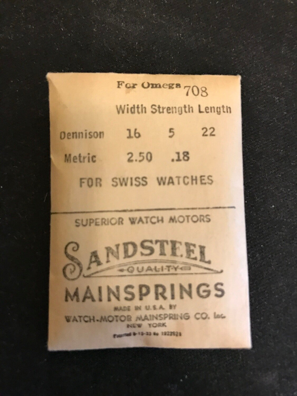 Sandsteel Mainspring #708 for Omega Caliber 19L - Steel