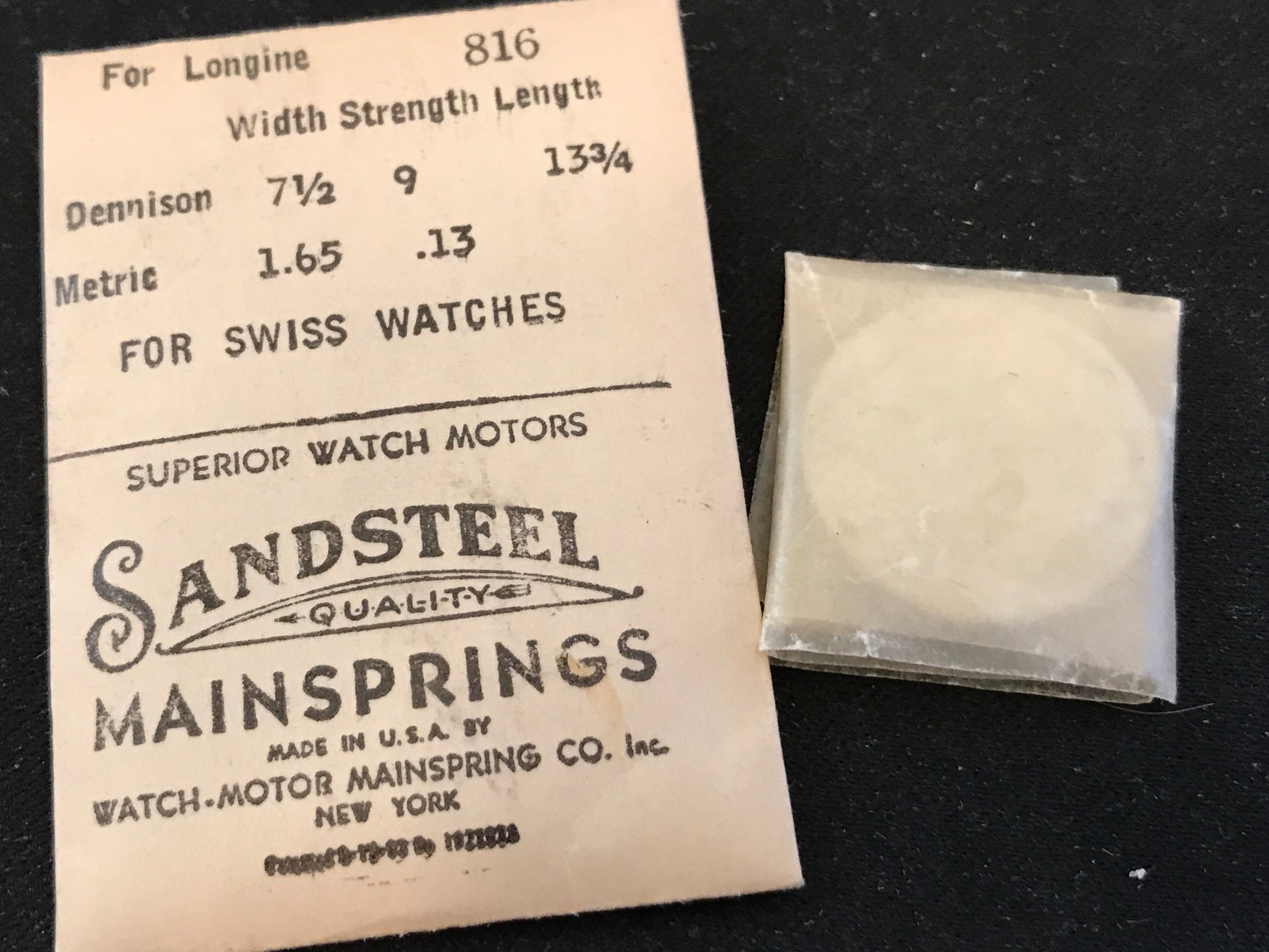 Sandsteel Mainspring #816 for Longines 13/33 & 13/34 - Steel