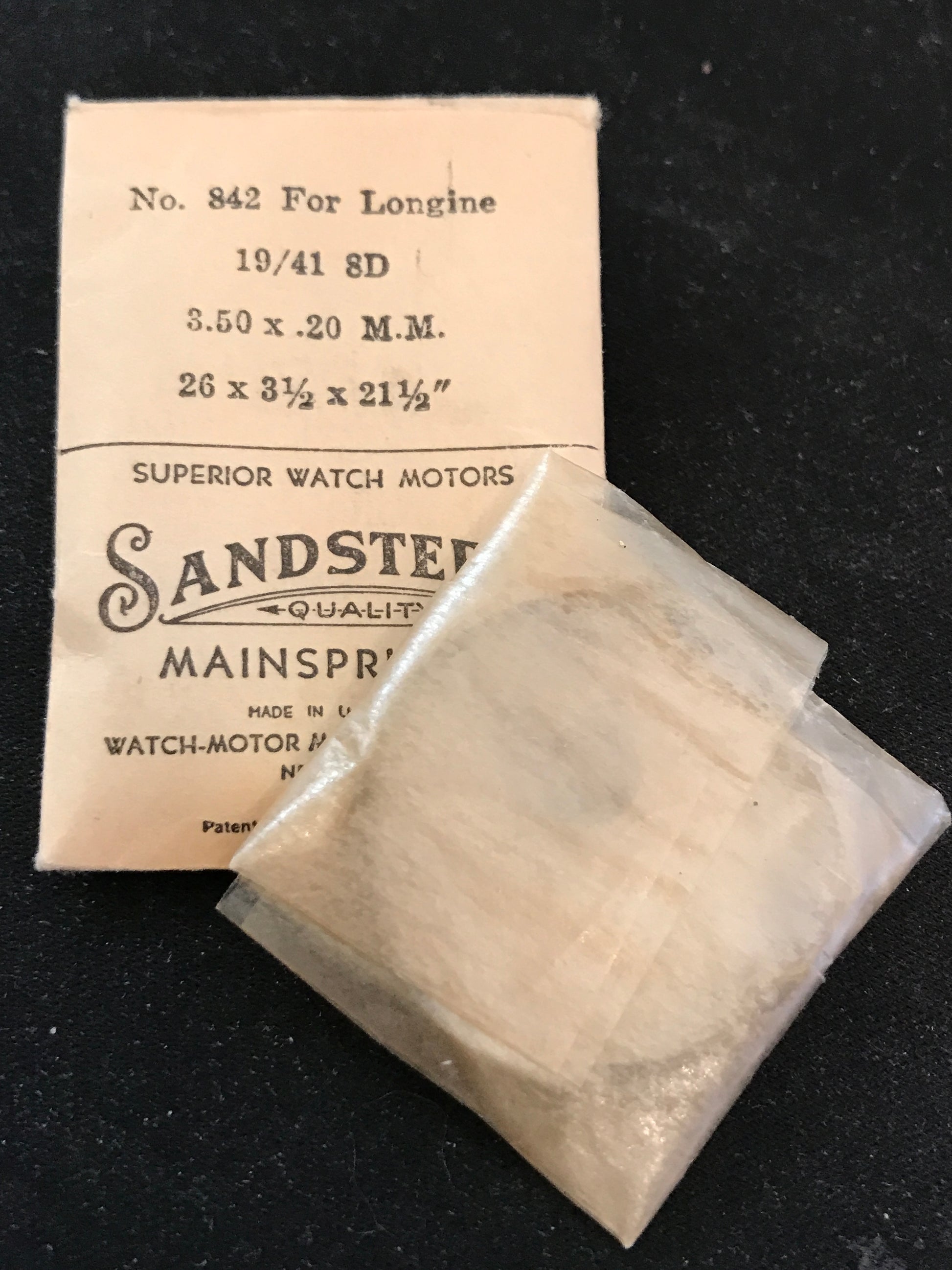 Sandsteel Mainspring #842 for Longines caliber 19/41 8-Day - Steel