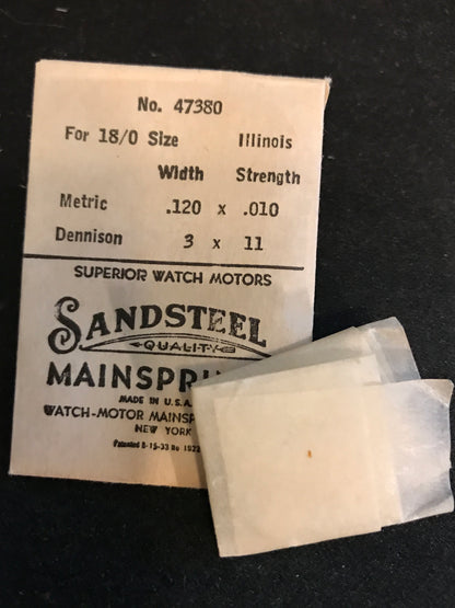 Sandsteel Mainspring for Illinois 18/0s Factory No. 47380 - Steel