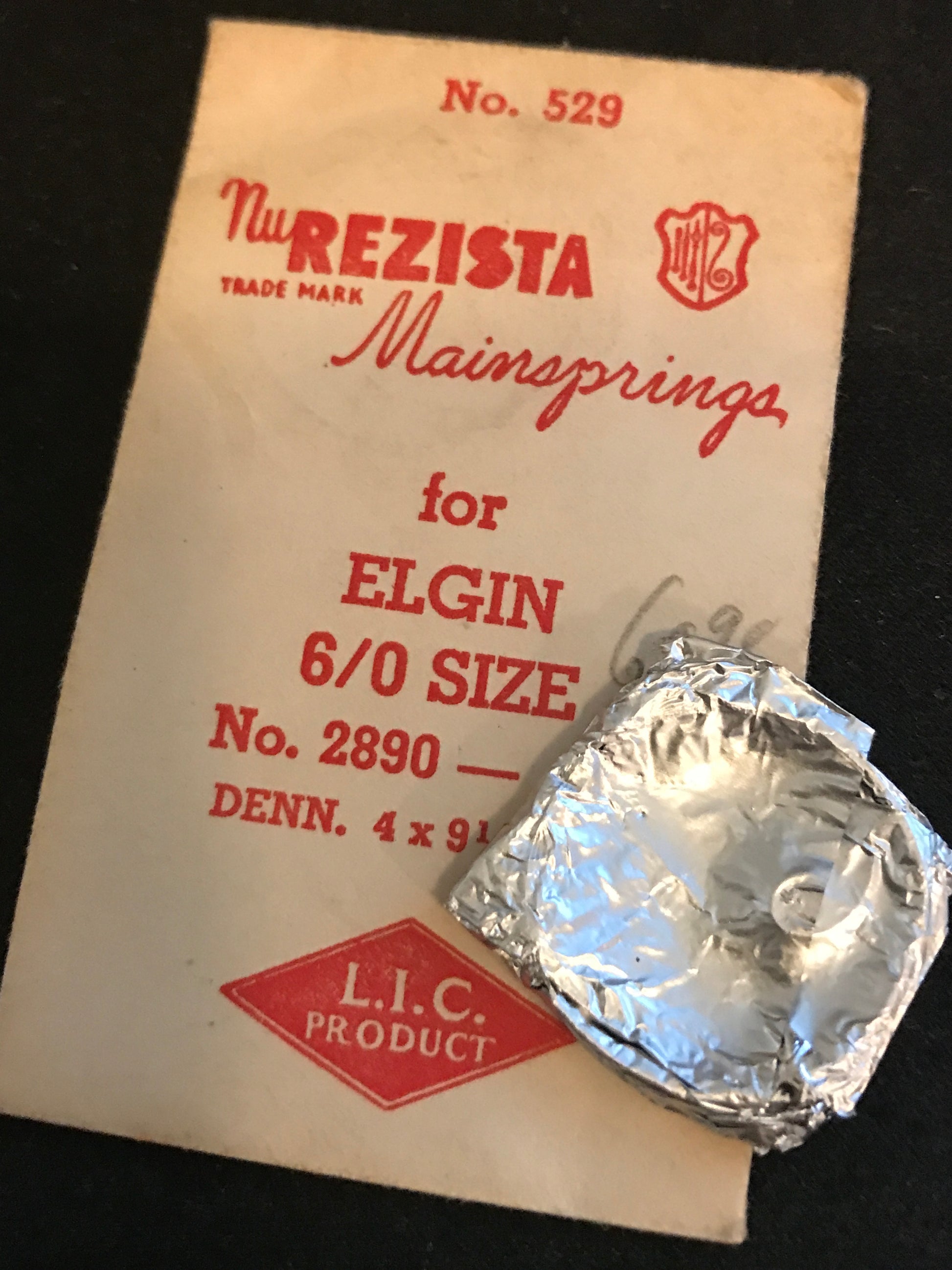 NuRezsta Mainspring #529 for Elgin 6/0s No. 2890 - Steel