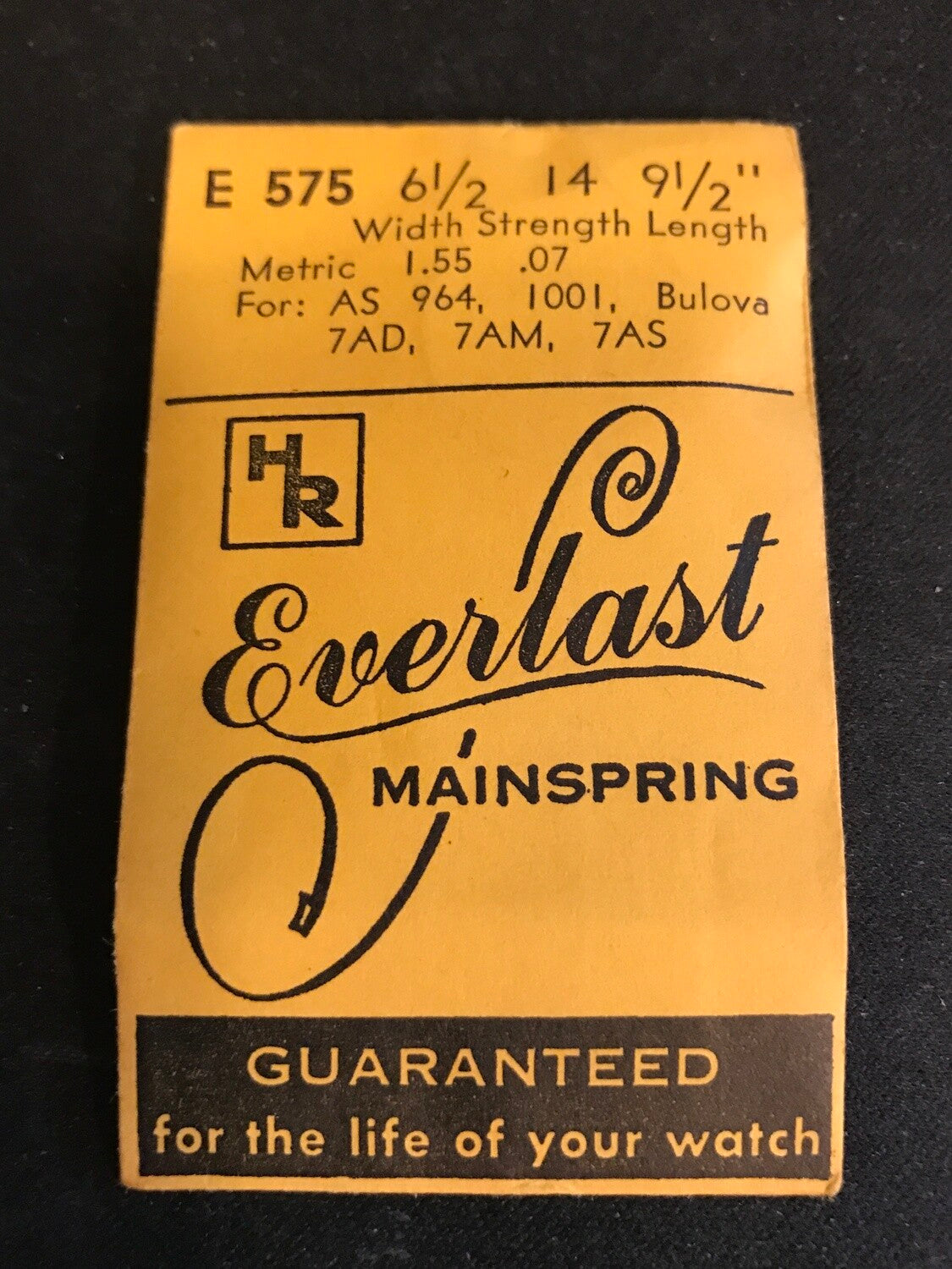HR Everlast Mainspring No. E575 for AS 964, 1001, Bulova 7AD, 7AM, 7AS - Steel