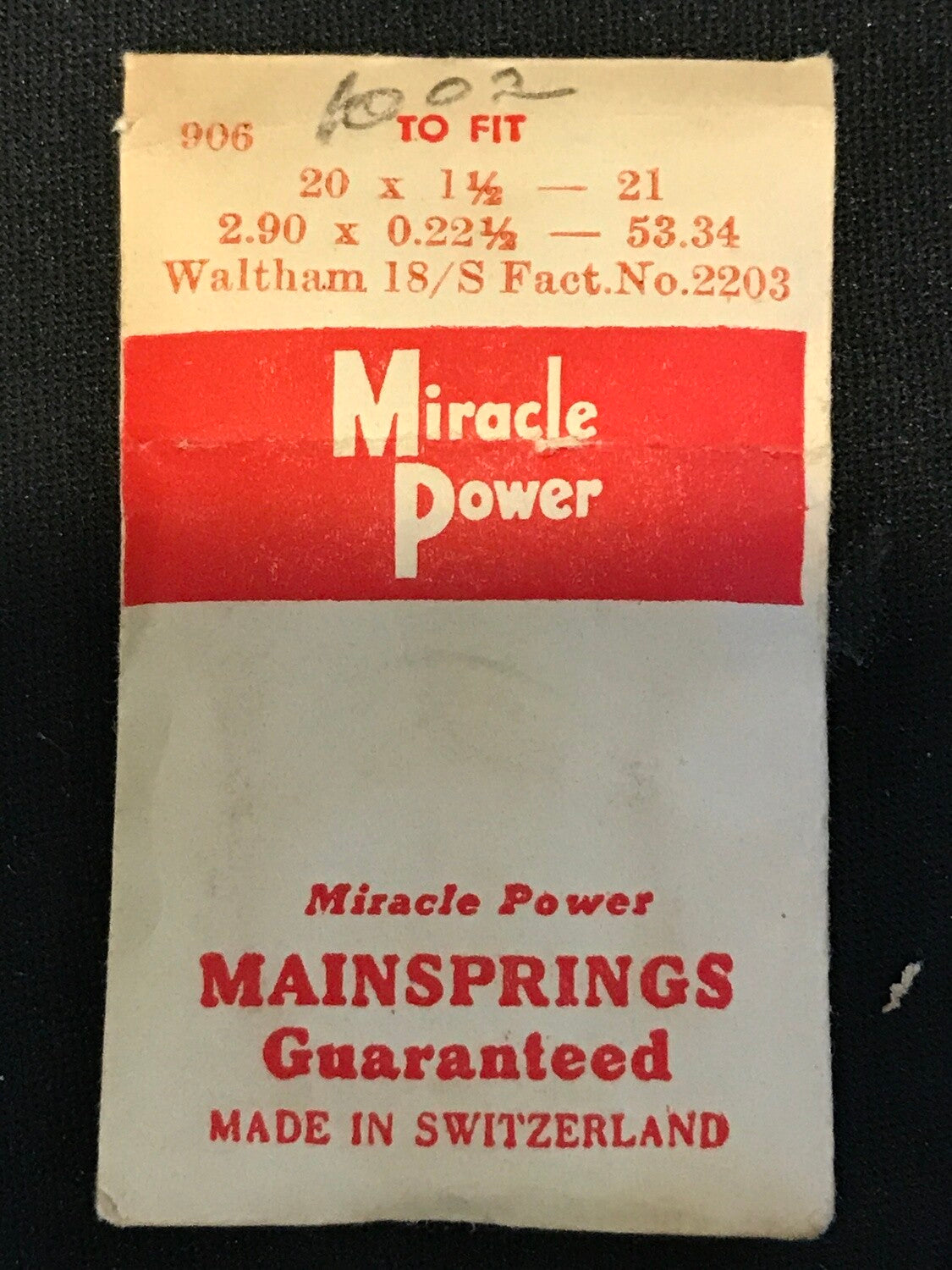 Miracle Power Mainspring for Waltham 18s movements No. 2203 - Steel