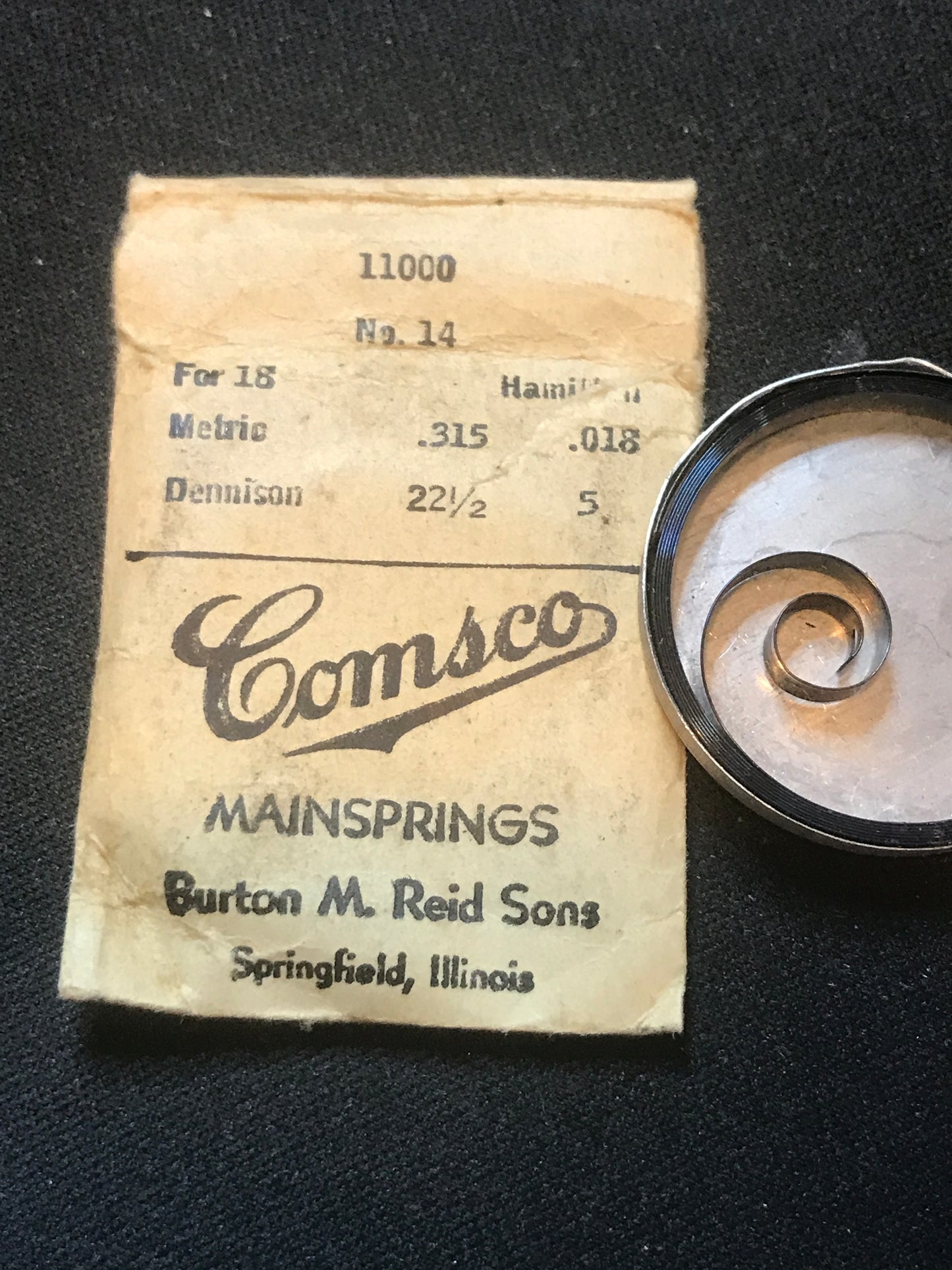 Comsco Mainspring #11000 for Hamilton 18s Factory No. 14 - Steel