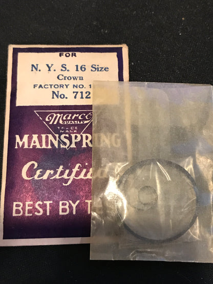 Marco Mainspring #712 for 16s N.Y. Standard Factory No. 1321 - Steel